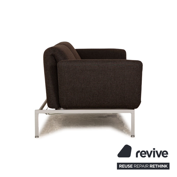 Brühl Roro ensemble de canapés en tissu gris foncé 2 places 2x fauteuils fonction manuelle fonction sommeil