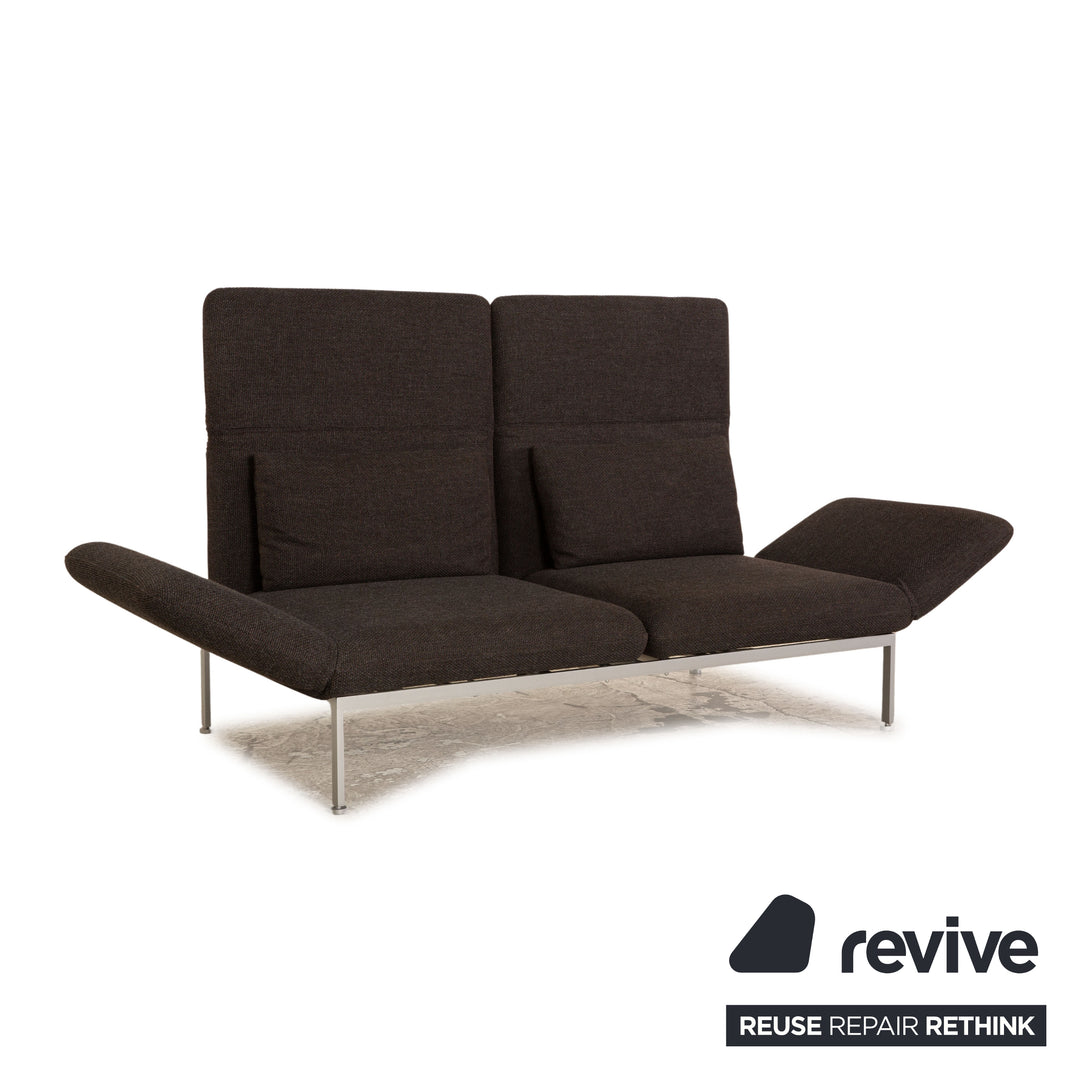 Brühl Roro ensemble de canapés en tissu gris foncé 2 places 2x fauteuils fonction manuelle fonction sommeil