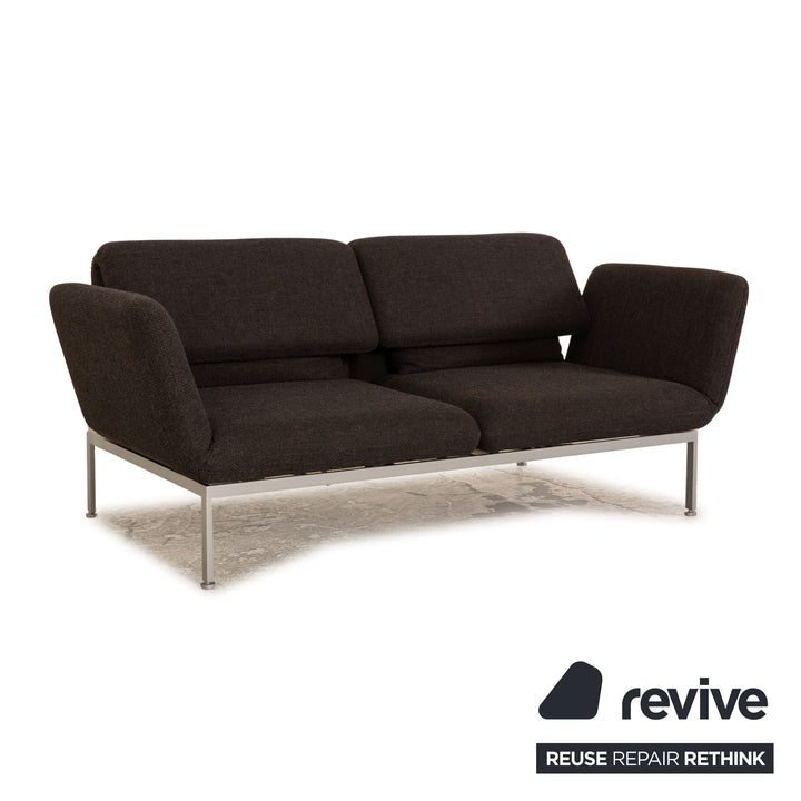 Brühl Roro ensemble de canapés en tissu gris foncé 2 places 2x fauteuils fonction manuelle fonction sommeil