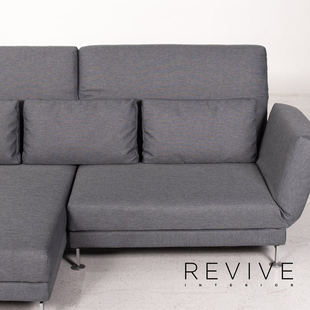 Brühl Moule Stoff Sofa Garnitur Graublau Funktion Relaxfunktion Schlaffunktion Schlafsofa 1x Ecksofa 1x Hocker #15551
