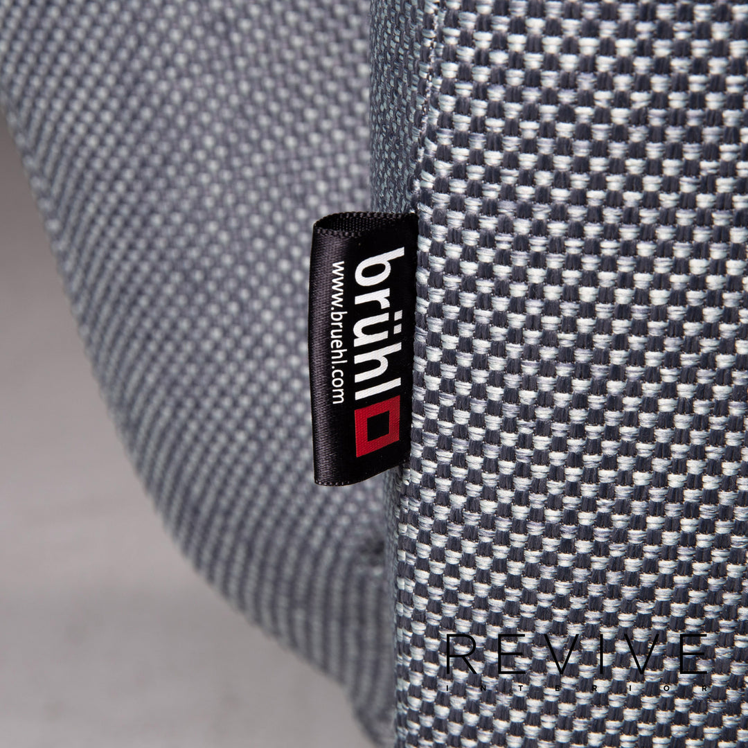 Brühl Moule Stoff Sofa Garnitur Graublau Funktion Relaxfunktion Schlaffunktion Schlafsofa 1x Ecksofa 1x Hocker #15551