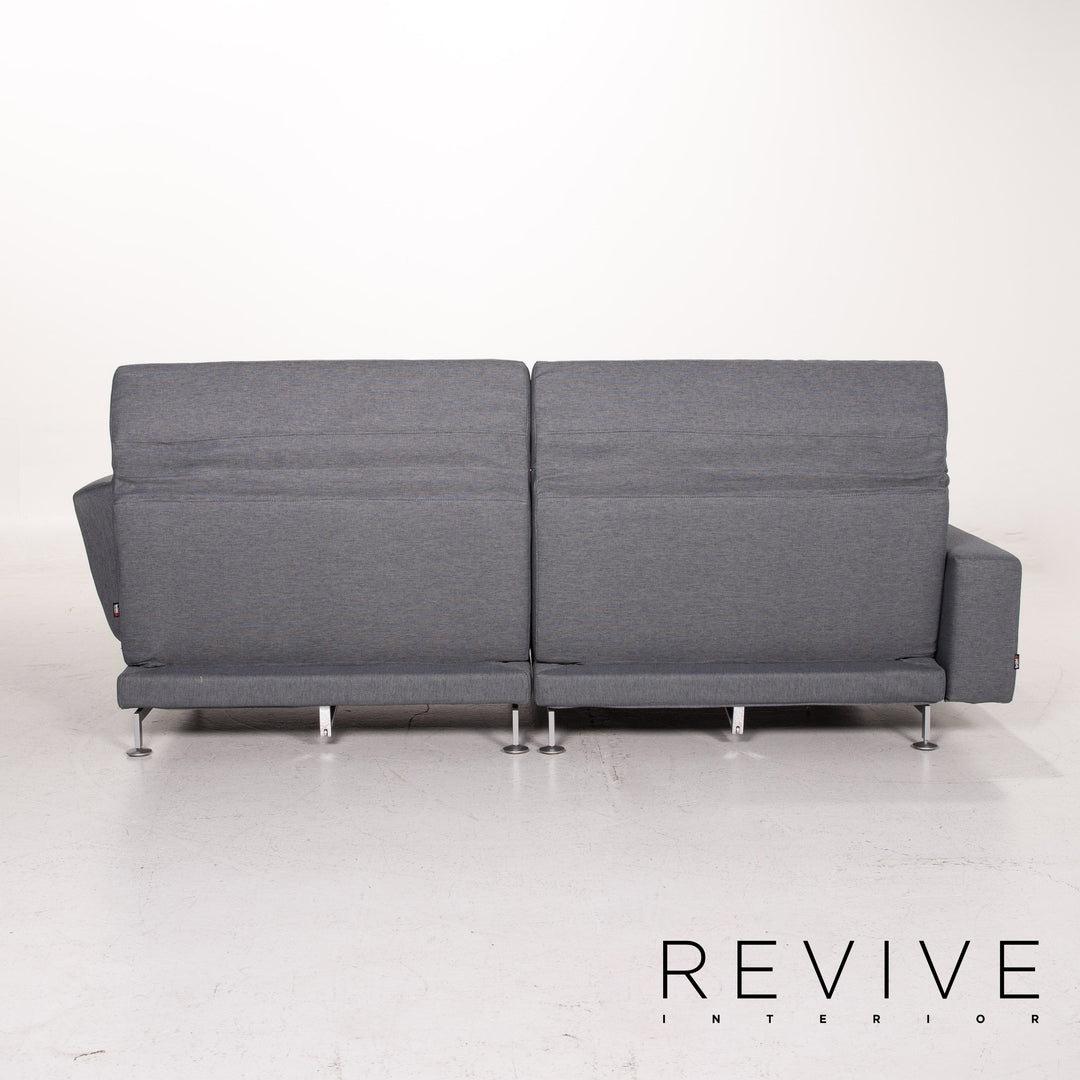 Brühl Moule Stoff Sofa Garnitur Graublau Funktion Relaxfunktion Schlaffunktion Schlafsofa 1x Ecksofa 1x Hocker #15551