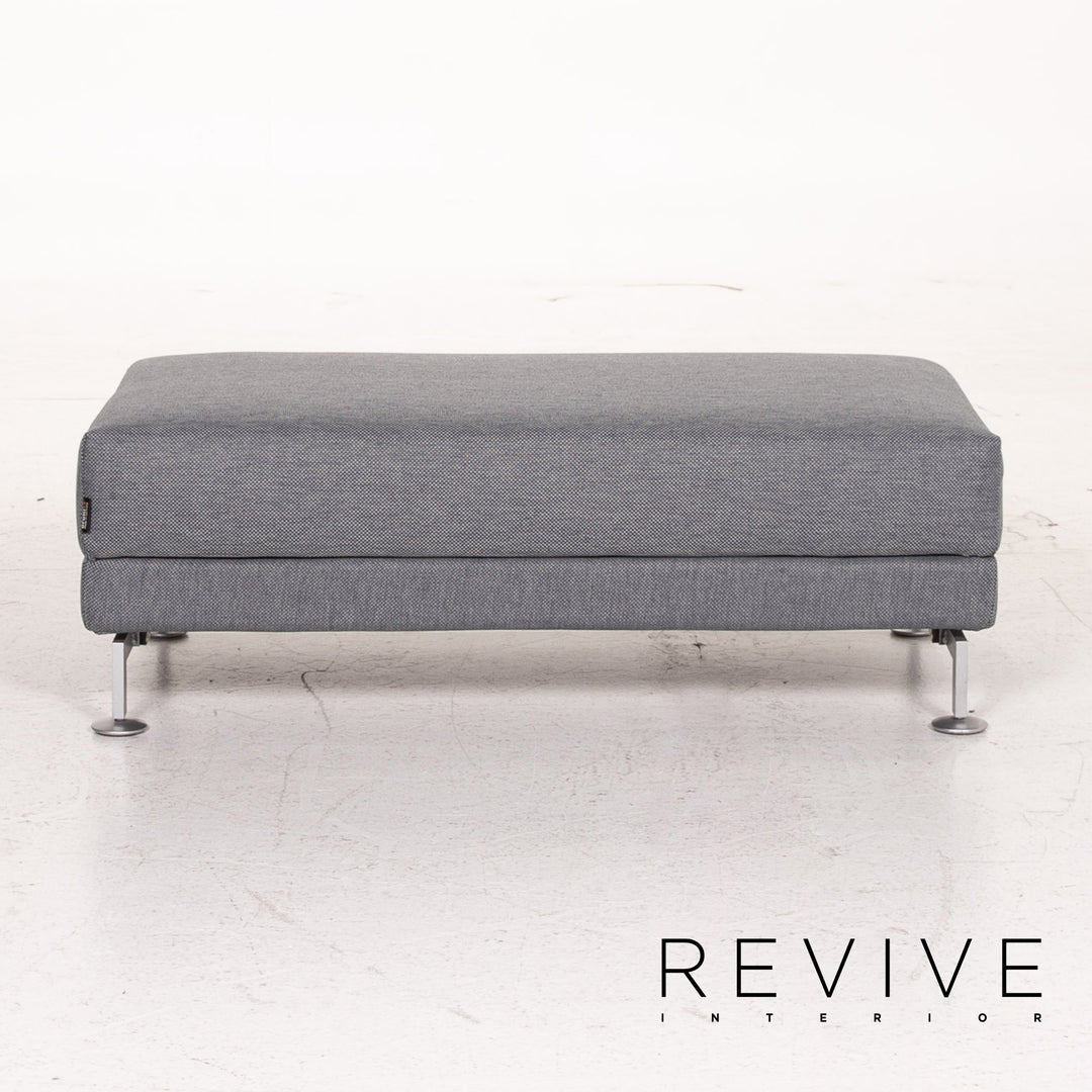 Brühl Moule Stoff Sofa Garnitur Graublau Funktion Relaxfunktion Schlaffunktion Schlafsofa 1x Ecksofa 1x Hocker #15551