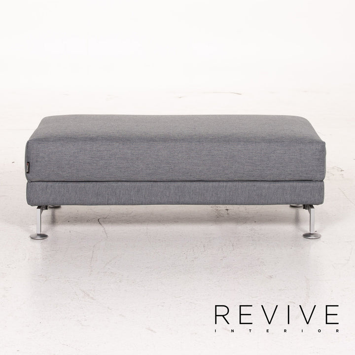 Brühl Moule Stoff Sofa Garnitur Graublau Funktion Relaxfunktion Schlaffunktion Schlafsofa 1x Ecksofa 1x Hocker #15551