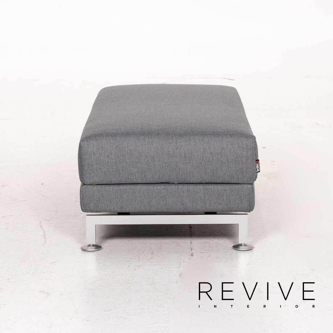 Brühl Moule Stoff Sofa Garnitur Graublau Funktion Relaxfunktion Schlaffunktion Schlafsofa 1x Ecksofa 1x Hocker #15551