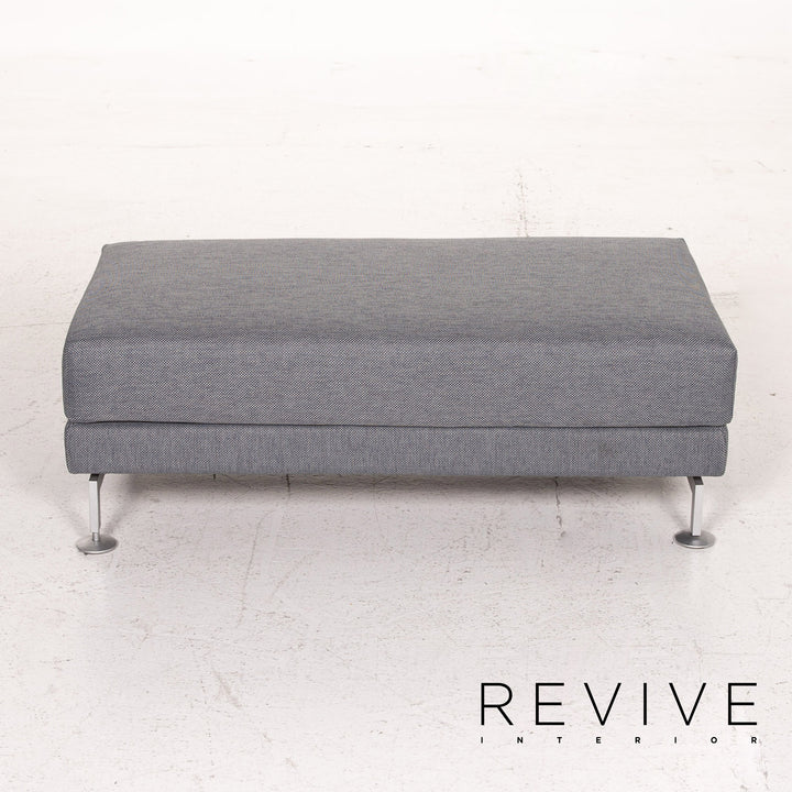 Brühl Moule Stoff Sofa Garnitur Graublau Funktion Relaxfunktion Schlaffunktion Schlafsofa 1x Ecksofa 1x Hocker #15551