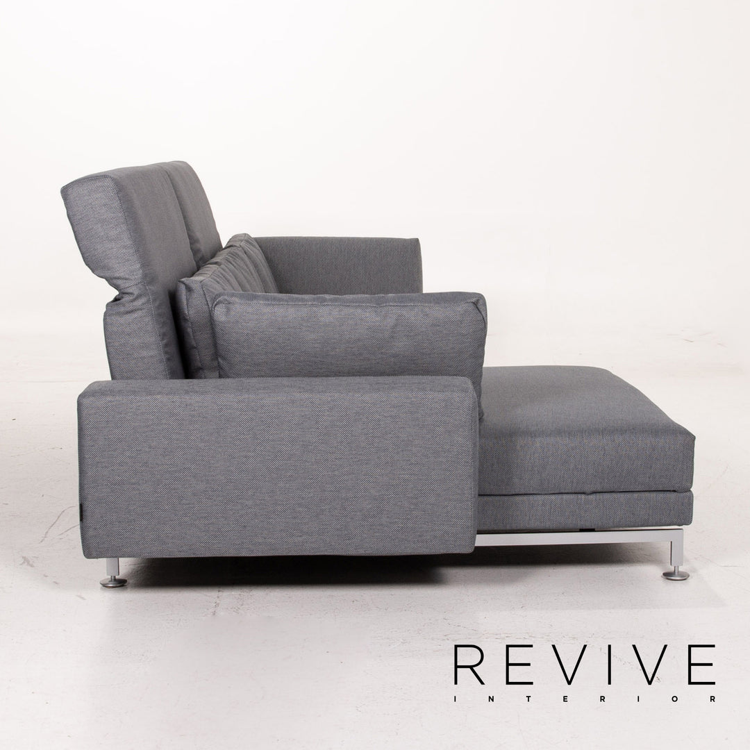 Brühl Moule Stoff Sofa Garnitur Graublau Funktion Relaxfunktion Schlaffunktion Schlafsofa 1x Ecksofa 1x Hocker #15551