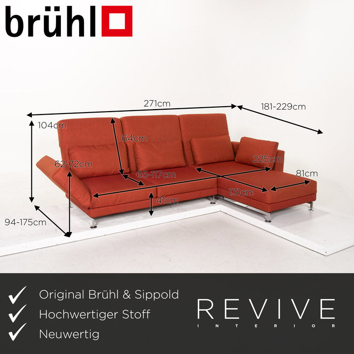 Brühl Moule Stoff Ecksofa Terrakotta Rot Relaxfunktion Funktion Couch #14590