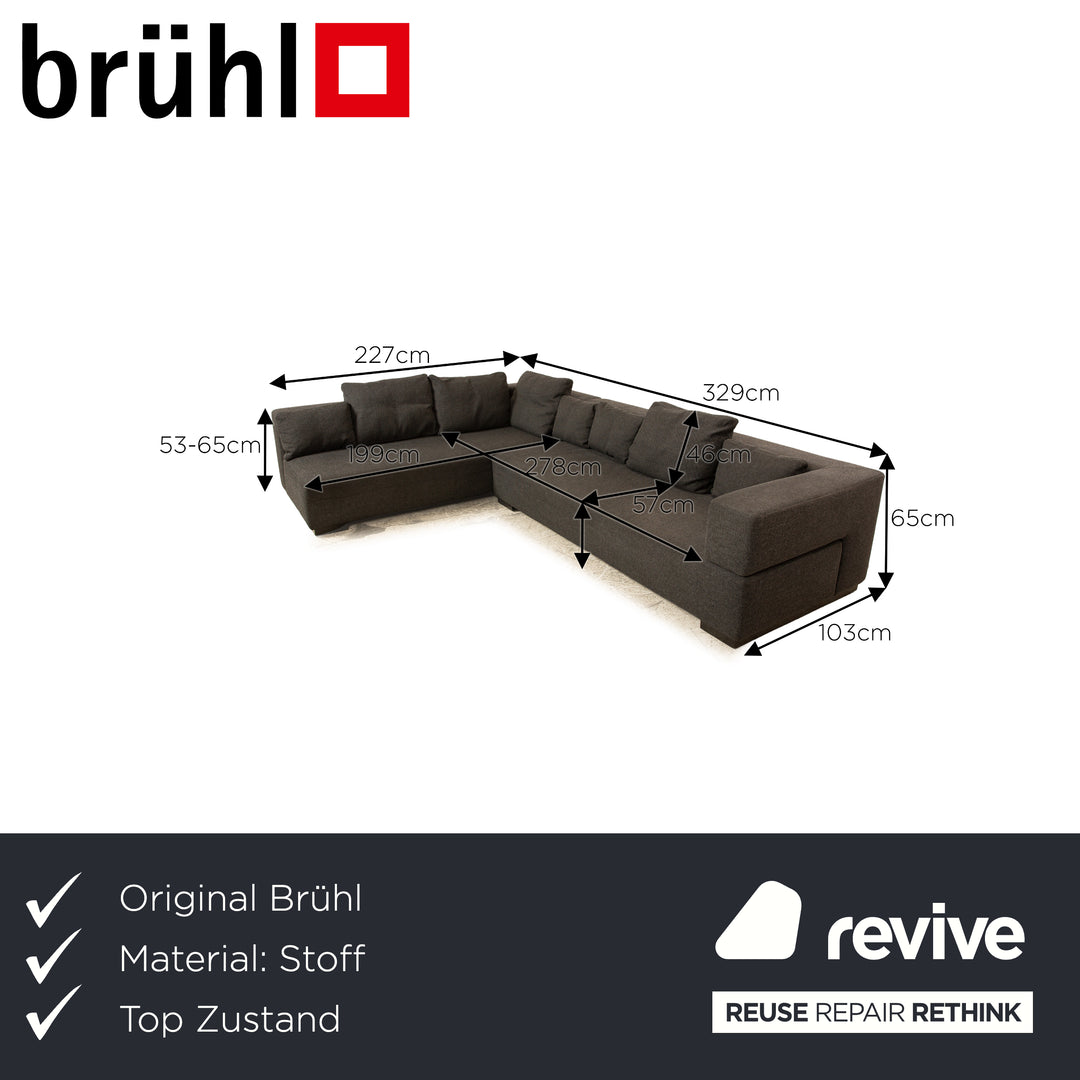 Canapé d'angle en tissu Brühl gris canapé gris foncé