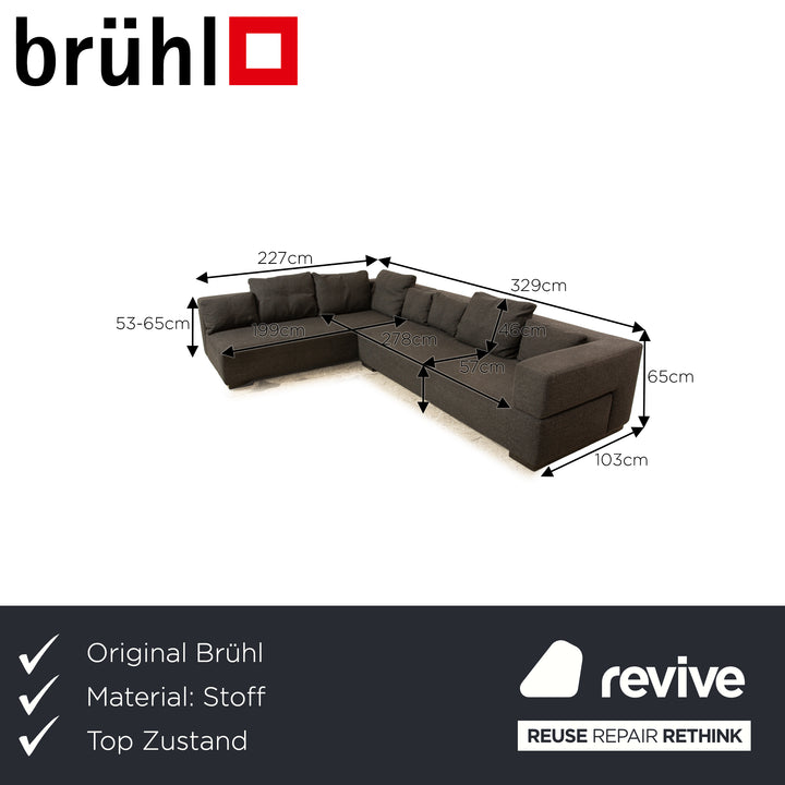 Canapé d'angle en tissu Brühl gris canapé gris foncé