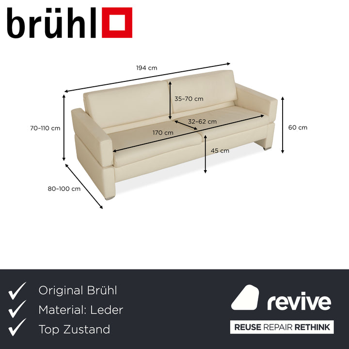 Brühl Tomo leather two-seater cream manual function sofa couch