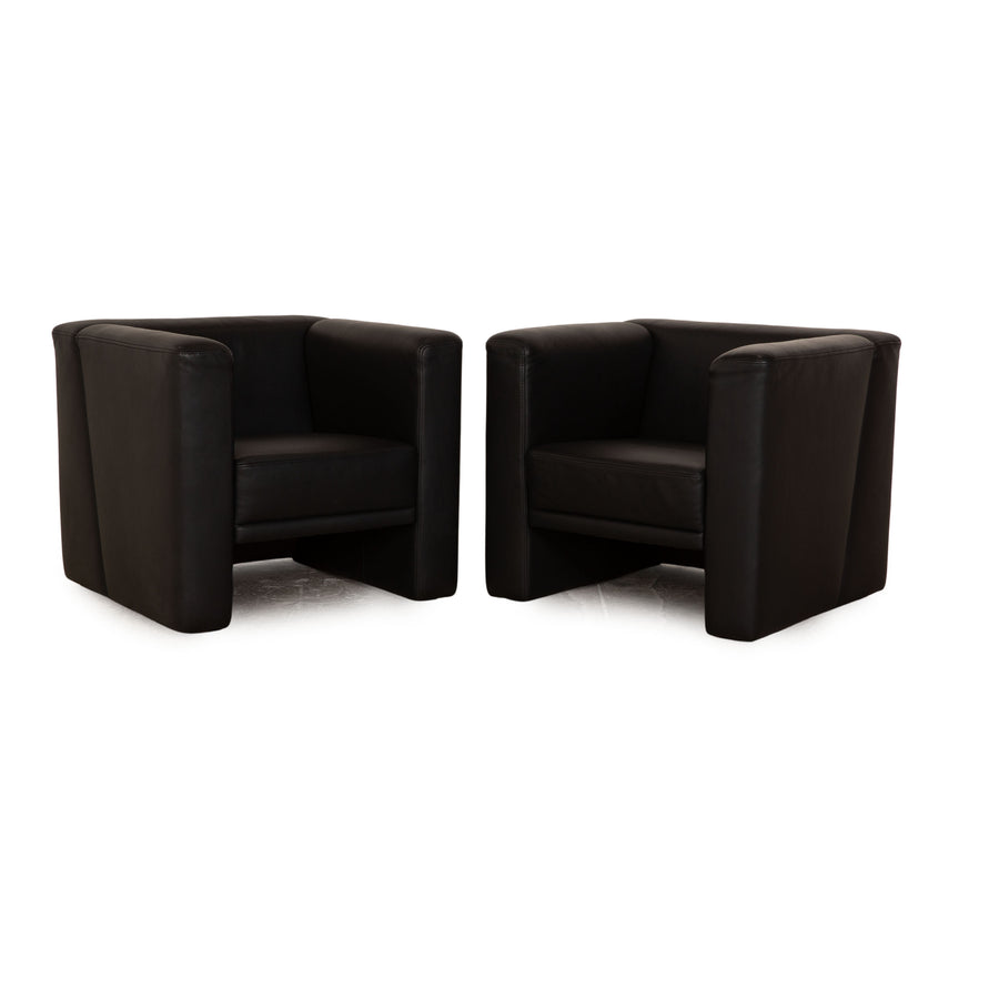 Ensemble fauteuil en cuir Brühl Visavis noir