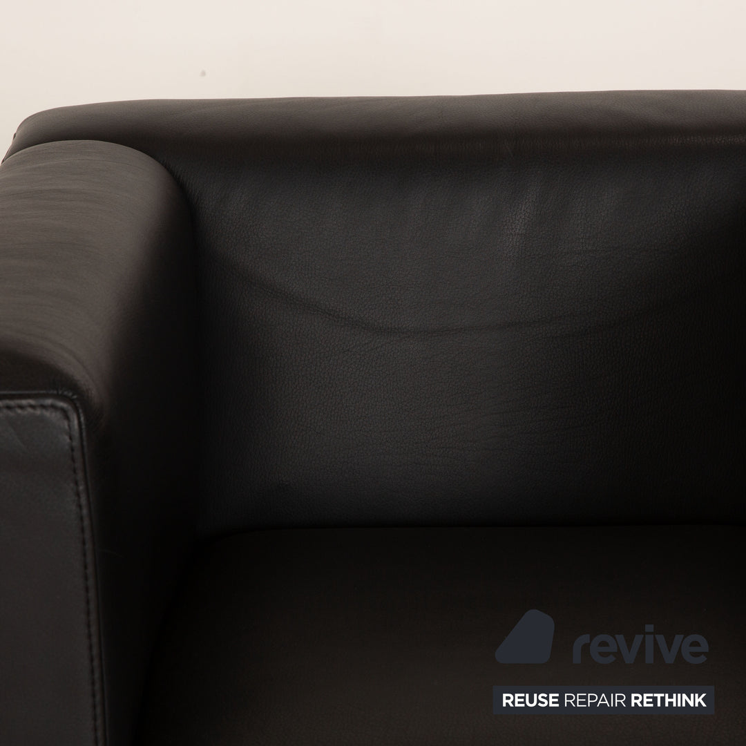 Ensemble fauteuil en cuir Brühl Visavis noir