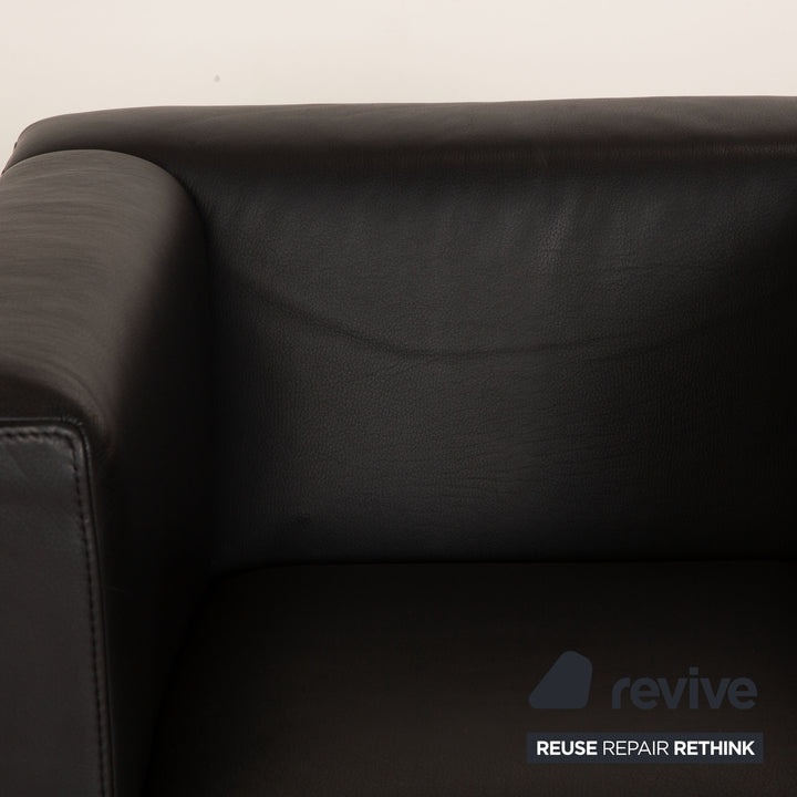 Ensemble fauteuil en cuir Brühl Visavis noir