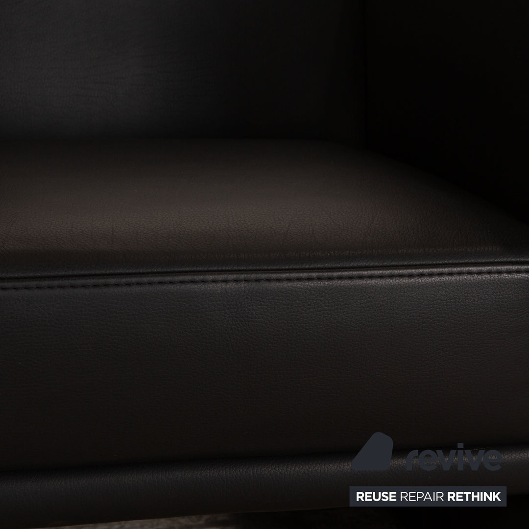 Ensemble fauteuil en cuir Brühl Visavis noir