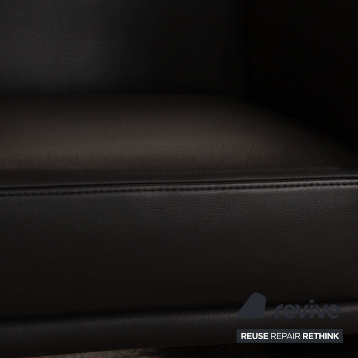 Ensemble fauteuil en cuir Brühl Visavis noir