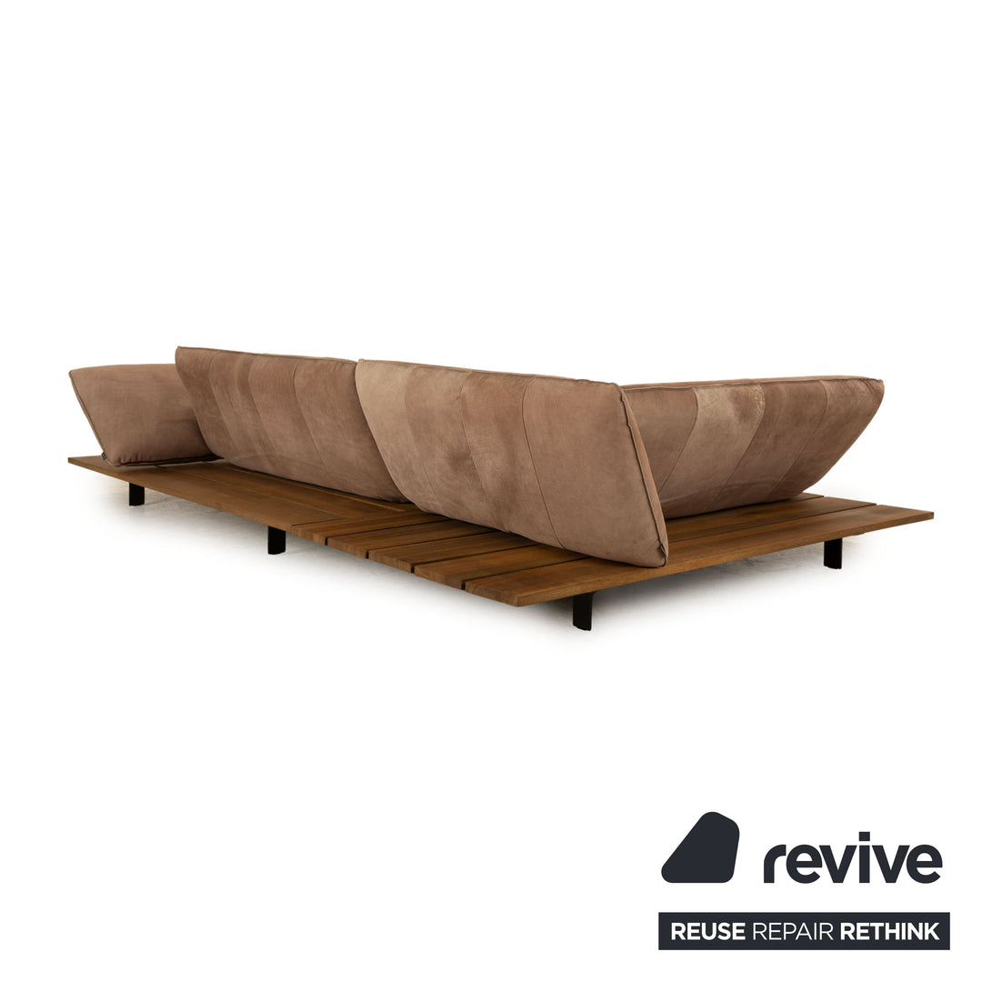 Bullfrog Akito Leather Corner Sofa Brown Beige Manual Function Smoked Oak Recamiere Left Sofa Couch