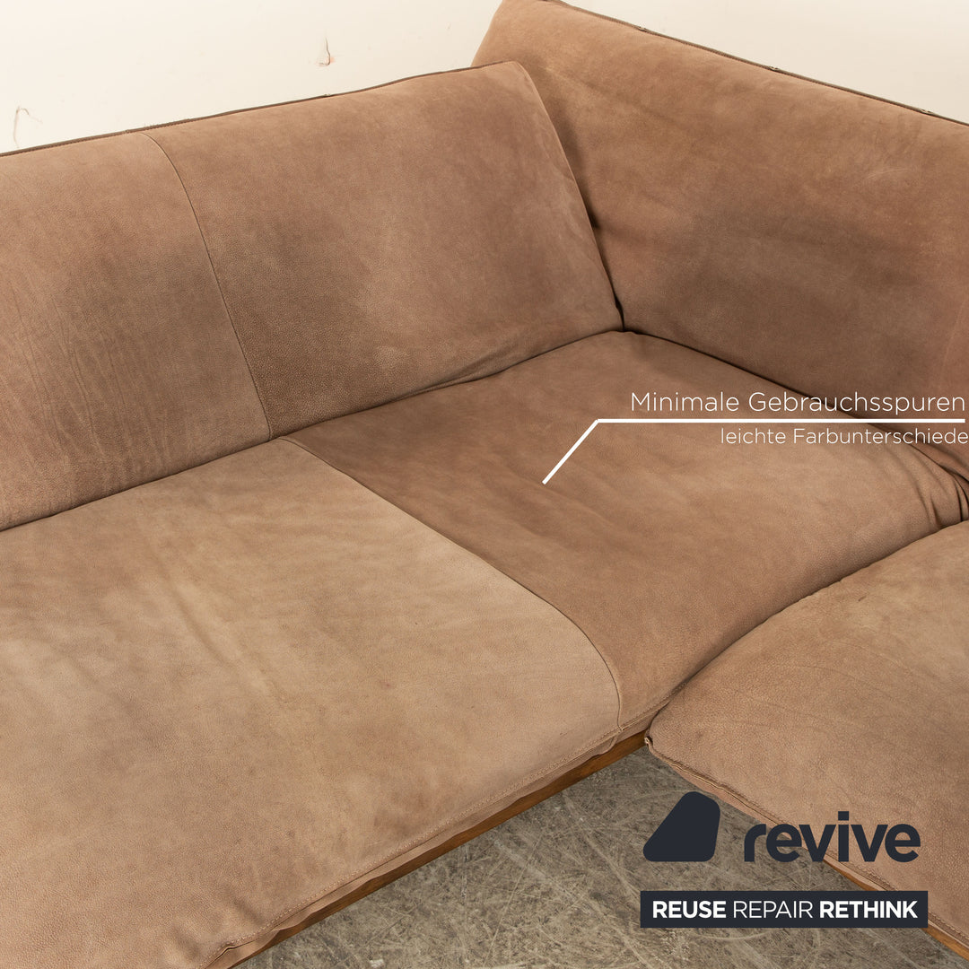 Bullfrog Akito Leather Corner Sofa Brown Beige Manual Function Smoked Oak Recamiere Left Sofa Couch