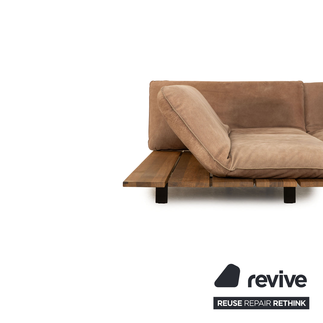 Bullfrog Akito Leather Corner Sofa Brown Beige Manual Function Smoked Oak Recamiere Left Sofa Couch