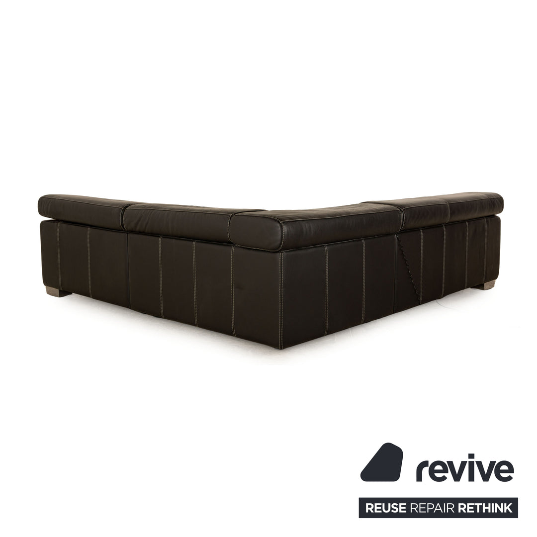 Calia Leder Ecksofa Schwarz elektrische Funktion Sofa Couch