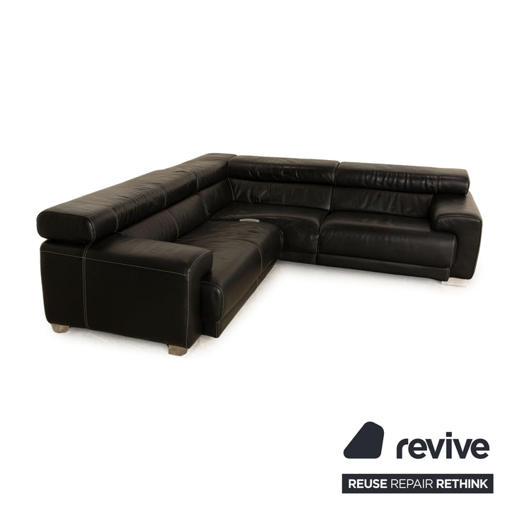 Calia Leder Ecksofa Schwarz elektrische Funktion Sofa Couch