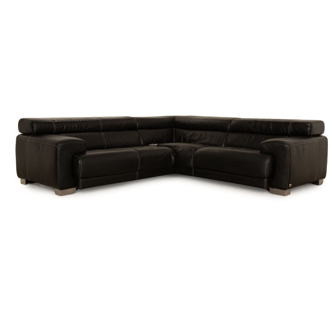 Calia Leder Ecksofa Schwarz elektrische Funktion Sofa Couch