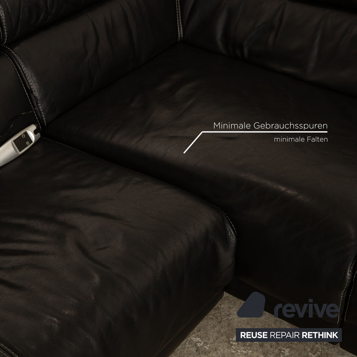 Calia Leder Ecksofa Schwarz elektrische Funktion Sofa Couch
