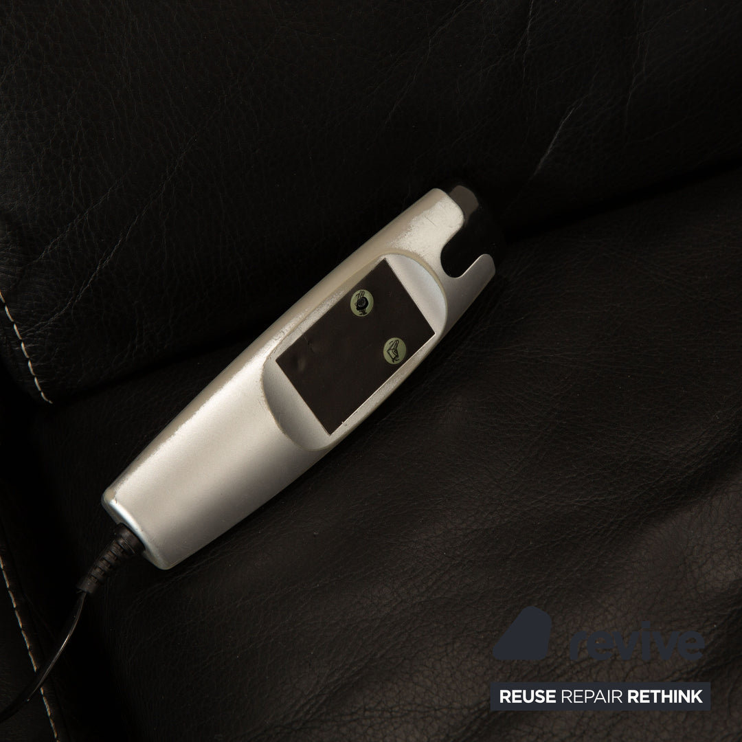 Calia Leder Ecksofa Schwarz elektrische Funktion Sofa Couch