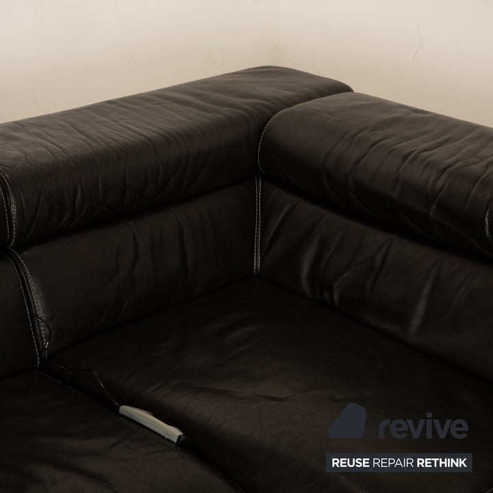 Calia Leder Ecksofa Schwarz elektrische Funktion Sofa Couch