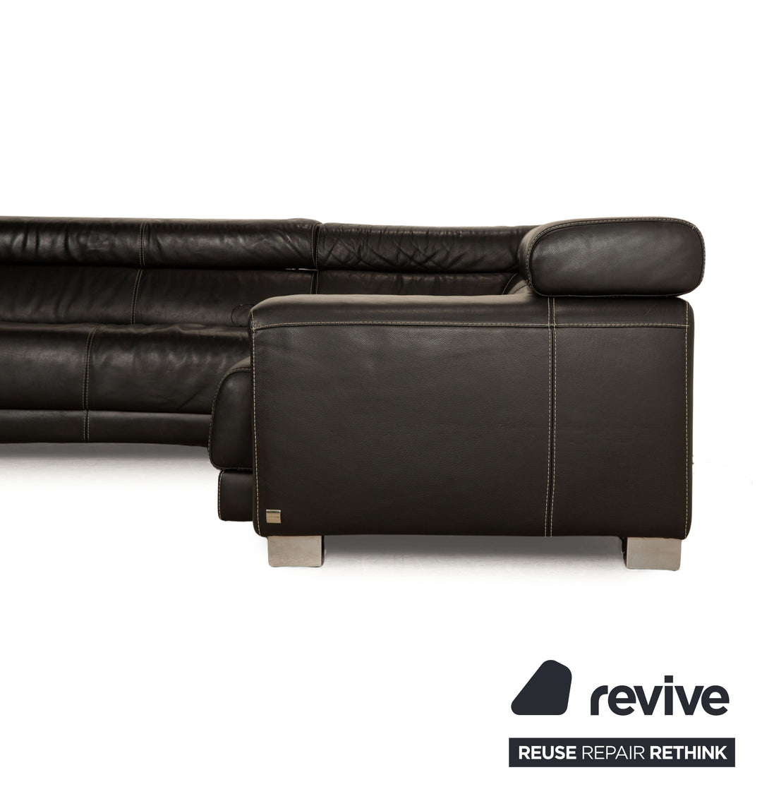 Calia Leder Ecksofa Schwarz elektrische Funktion Sofa Couch