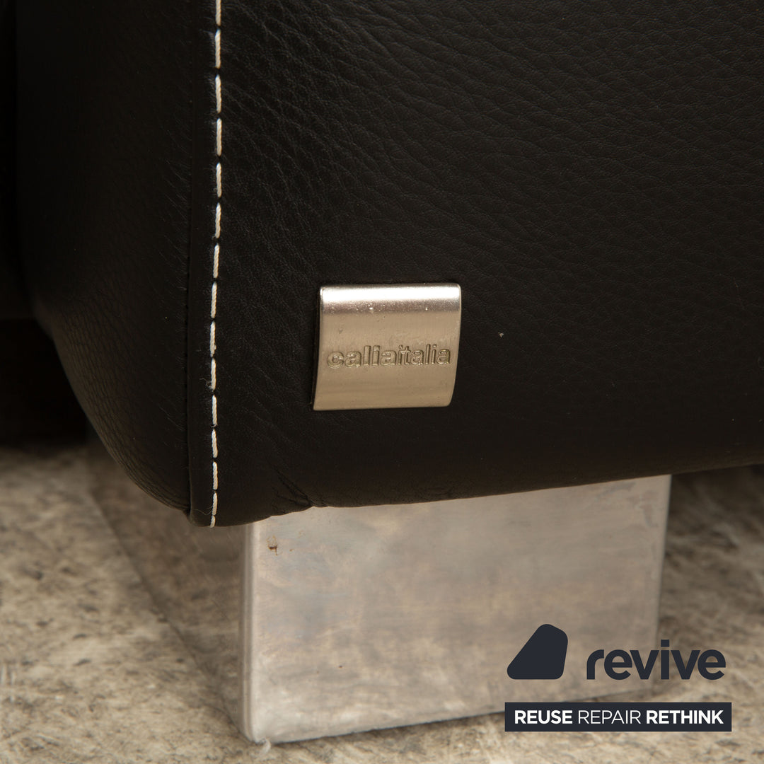 Calia Leder Ecksofa Schwarz elektrische Funktion Sofa Couch