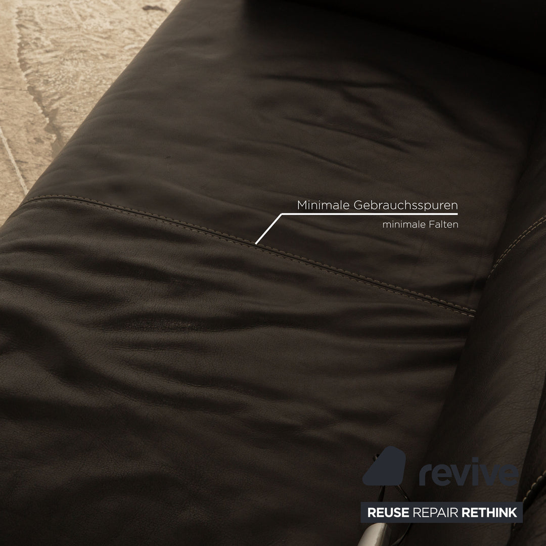 Calia Leder Ecksofa Schwarz elektrische Funktion Sofa Couch