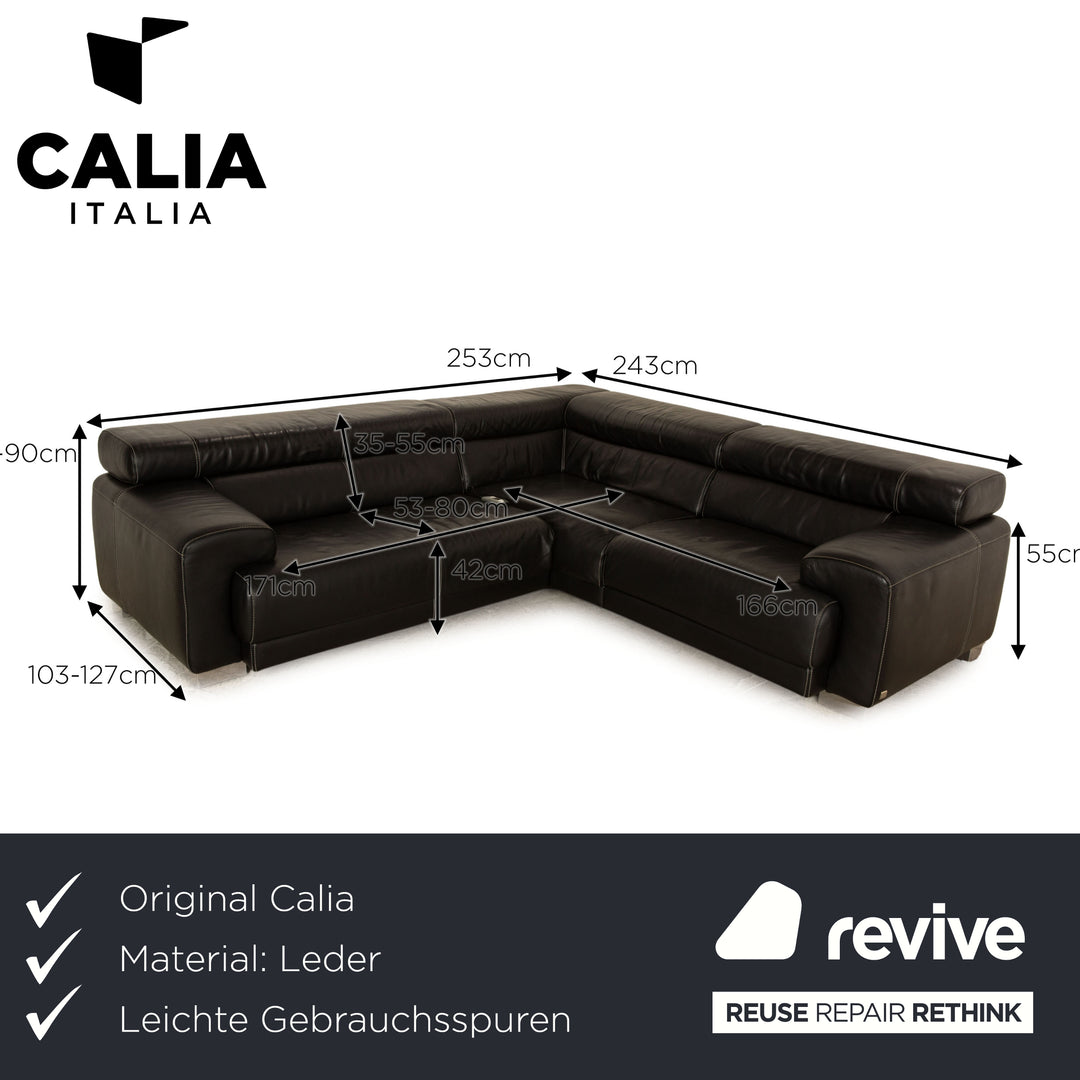 Calia Leder Ecksofa Schwarz elektrische Funktion Sofa Couch
