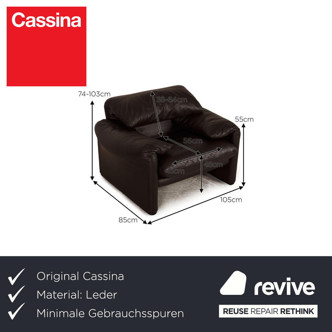 Cassina Maralunga Fauteuil En Cuir Marron Foncé Fonction
