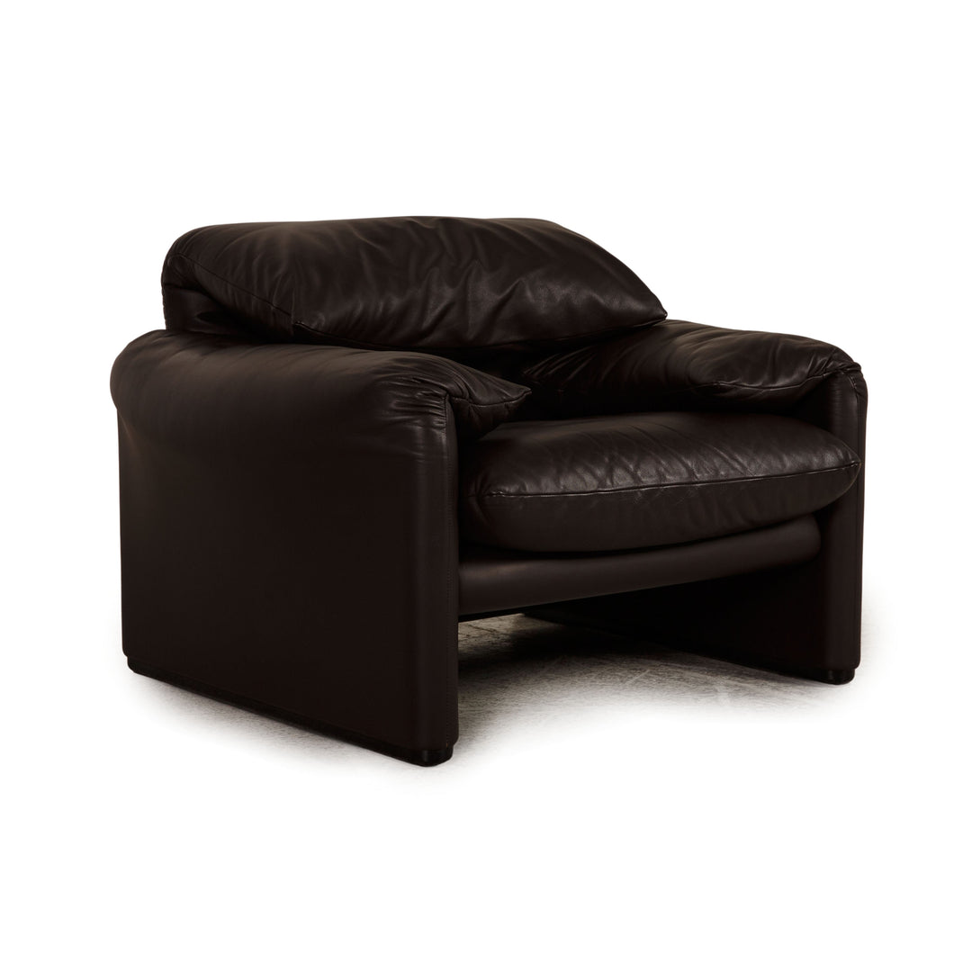 Cassina Maralunga Fauteuil En Cuir Marron Foncé Fonction