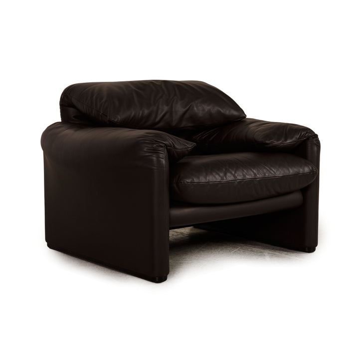 Cassina Maralunga Fauteuil En Cuir Marron Foncé Fonction