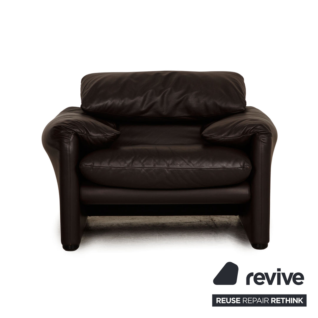 Cassina Maralunga Fauteuil En Cuir Marron Foncé Fonction