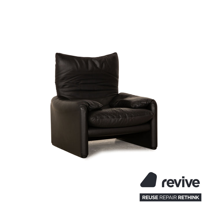 Cassina Maralunga Fauteuil en Cuir Noir fonction manuelle