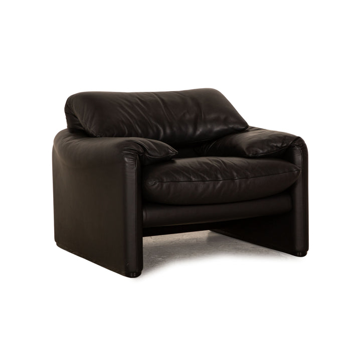 Cassina Maralunga Fauteuil en Cuir Noir fonction manuelle