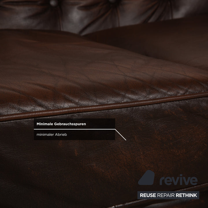 Chesterfield Leather Three Seater Brown Sofa Couch
