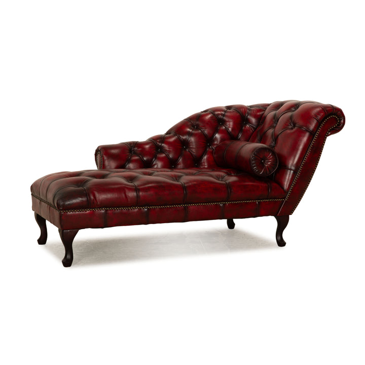 Chesterfield Leder Liege Rot Braun Vintage