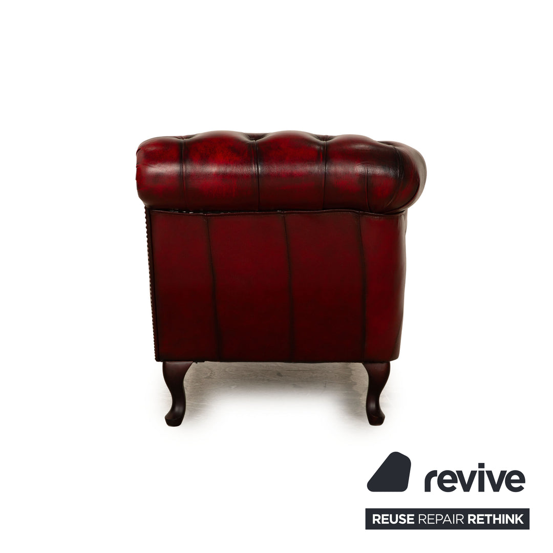 Chesterfield Leder Liege Rot Braun Vintage