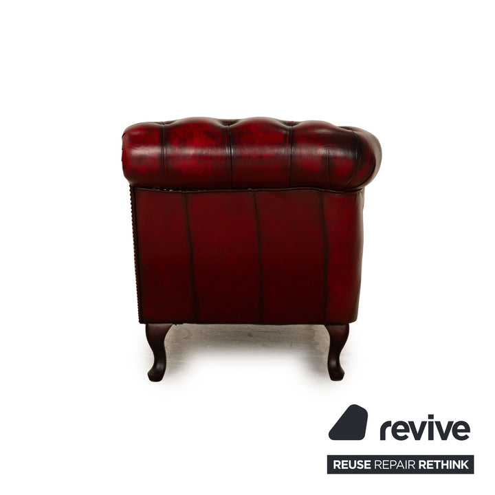 Chesterfield Leder Liege Rot Braun Vintage
