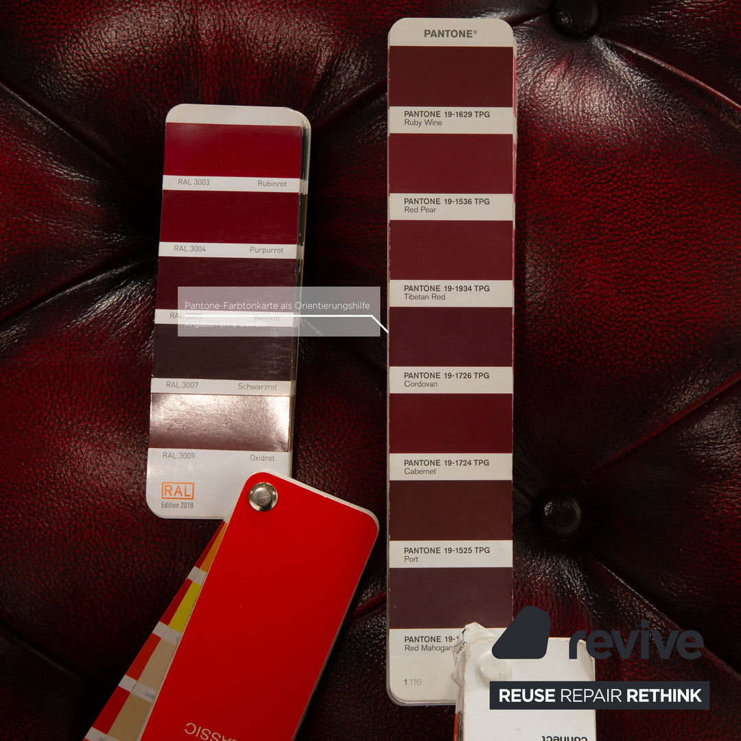 Chesterfield Leder Liege Rot Braun Vintage