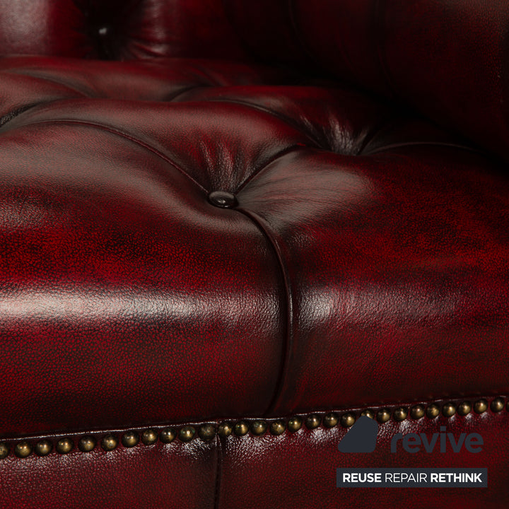 Chesterfield Leder Liege Rot Braun Vintage