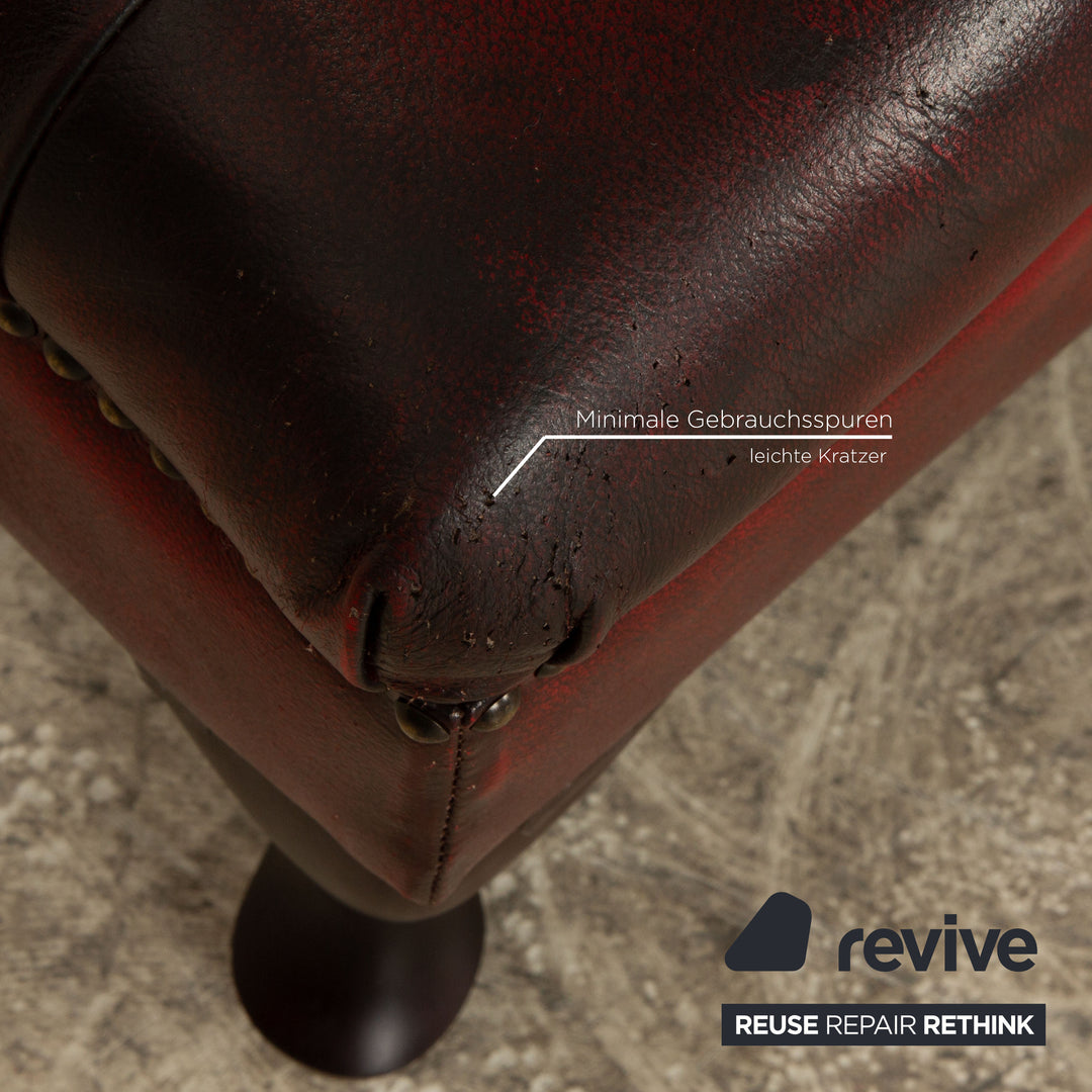 Chesterfield Leder Liege Rot Braun Vintage