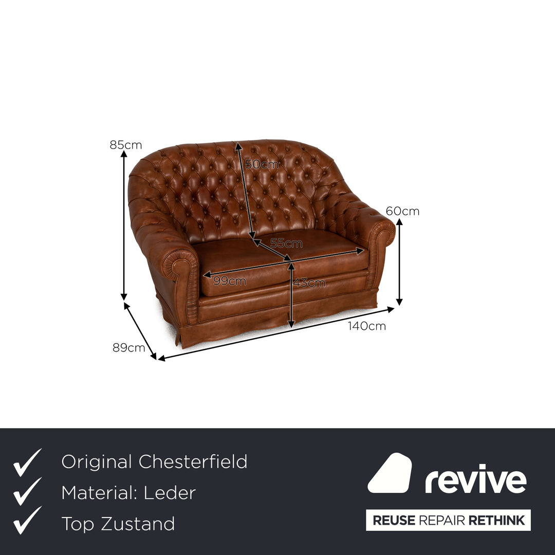 Chesterfield Leder Zweisitzer Cognac Sofa Couch