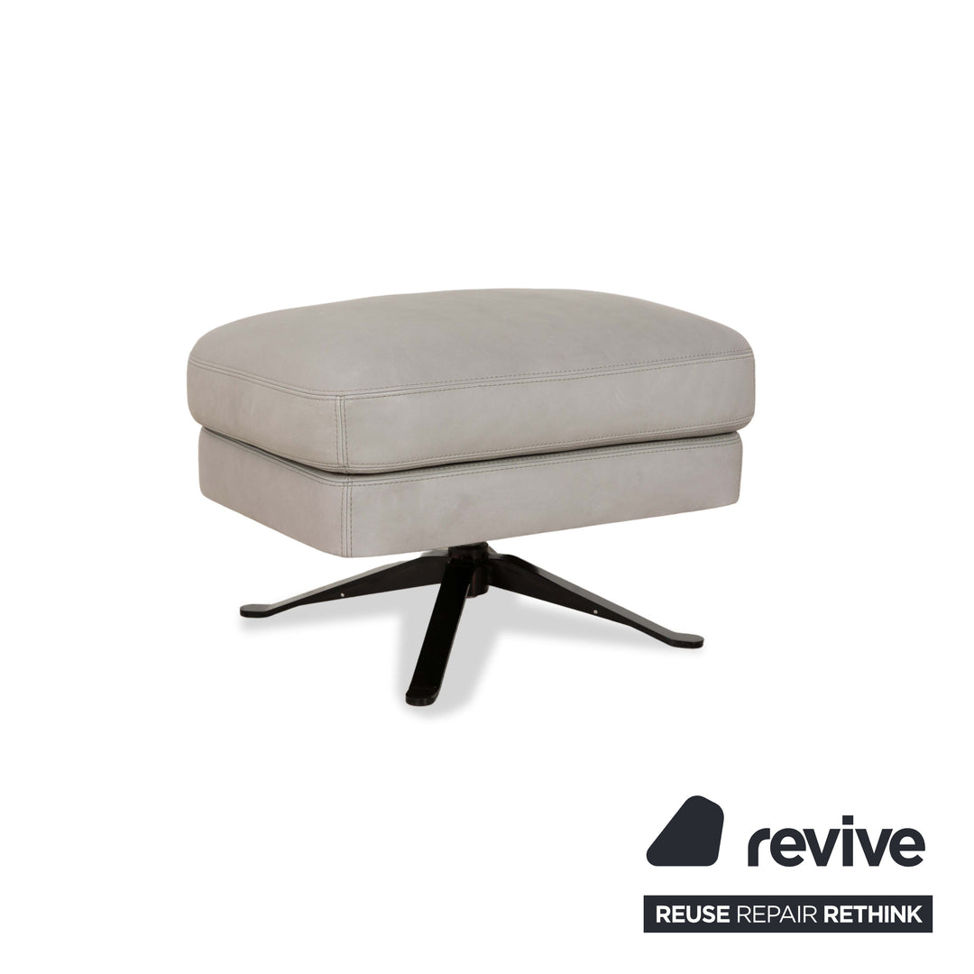 Ensemble fauteuil en cuir Cierre Boheme gris avec tabouret
