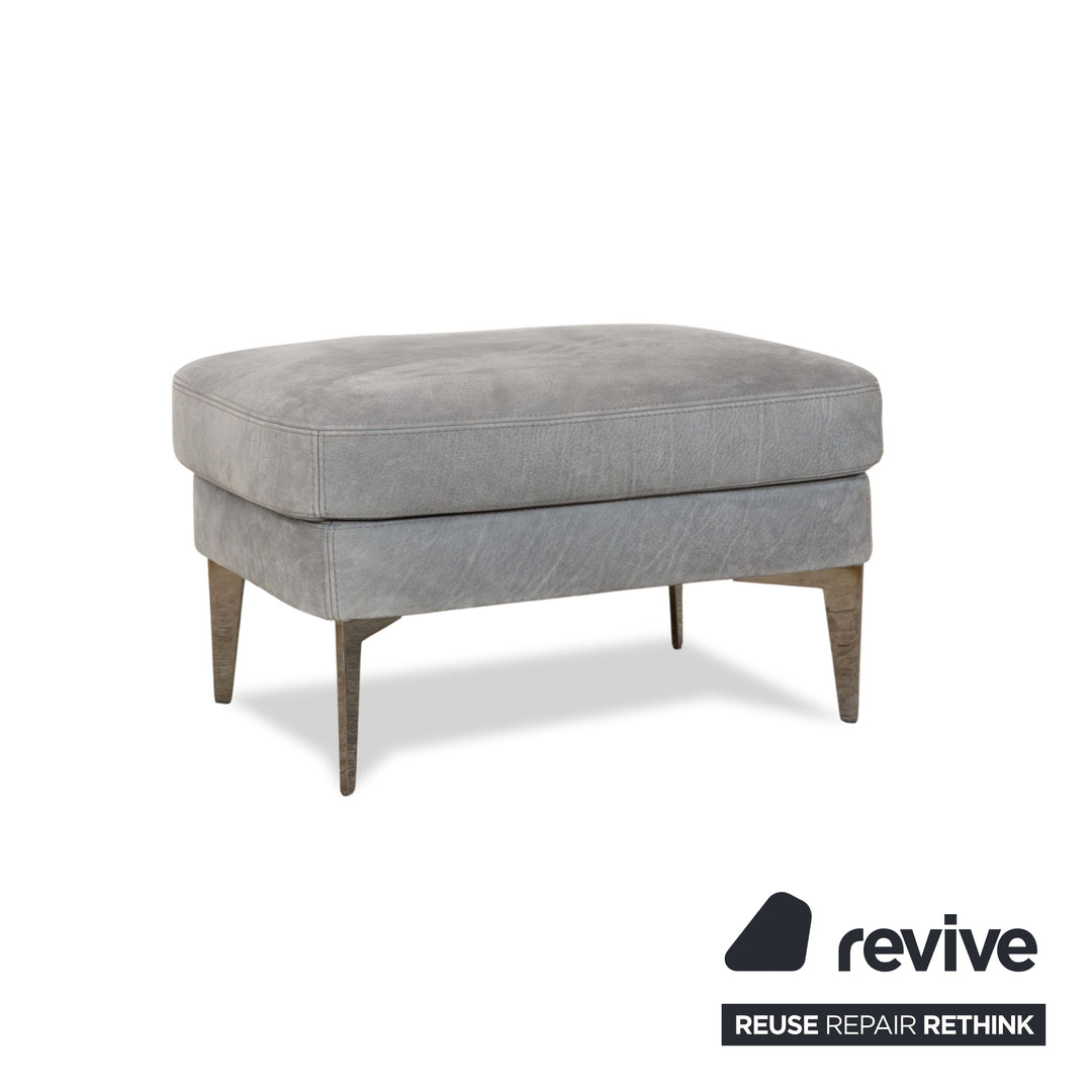 Ensemble fauteuil en cuir Cierre Boheme gris avec tabouret