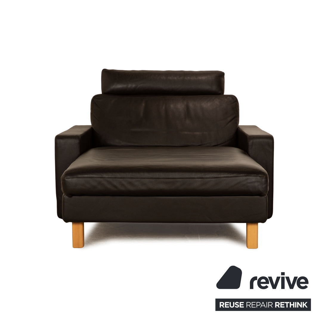 Cor Conseta chaise longue en cuir marron foncé